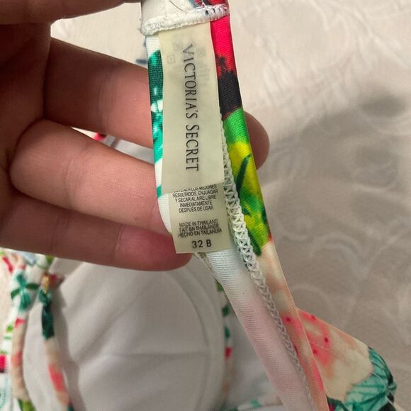 Victoria's Secret Swim Bikini Set 32B Hardware Top Bottom SP Tropical Floral New - Picture 5 of 13